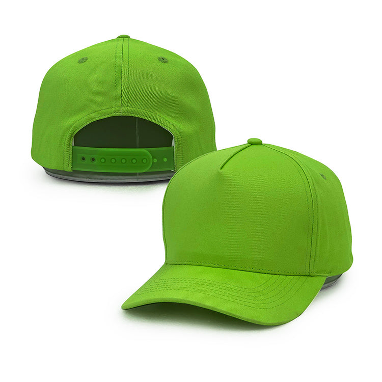 yellow green 5 panel cotton baseball caps