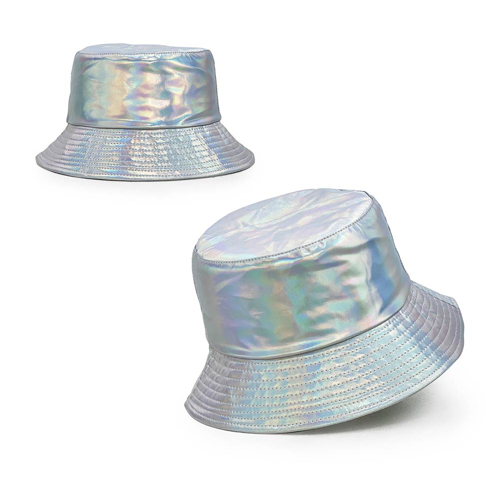 silver polyester bucket hats