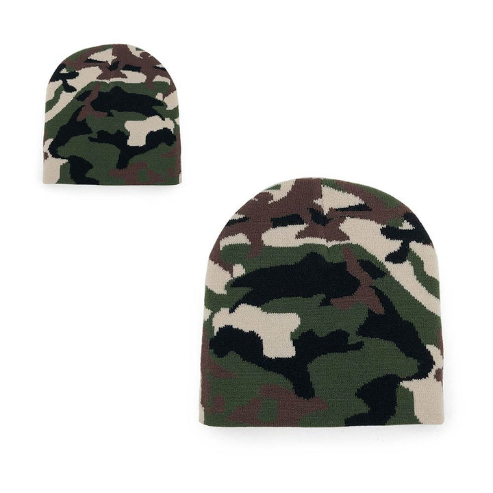dark sea green polyester Camouflage beanie