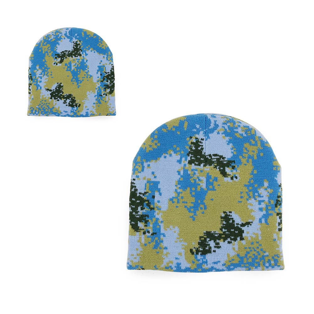 Two camouflage-patterned ( dodger and green) polyester Camouflage beanie