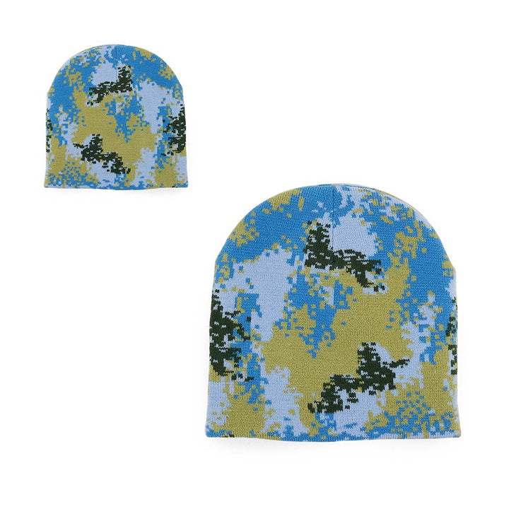 Two camouflage-patterned ( dodger and green) polyester Camouflage beanie