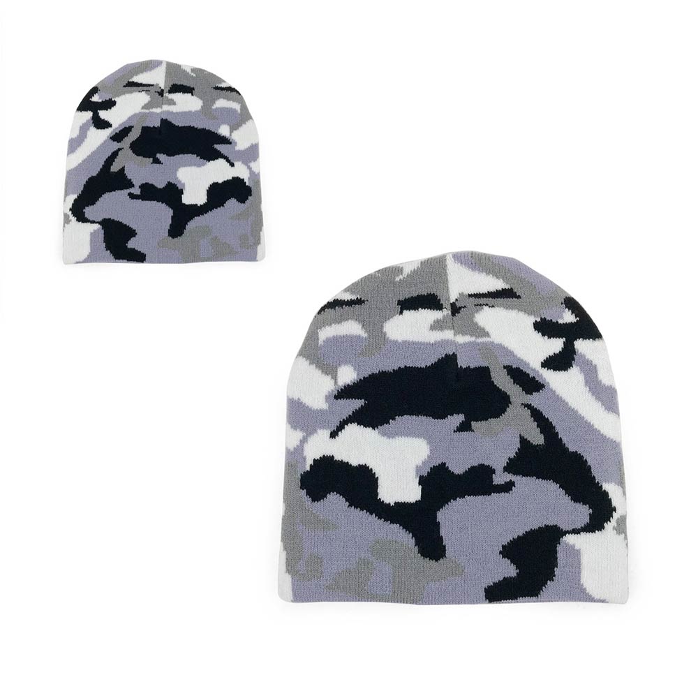 dark gray polyester Camouflage beanie