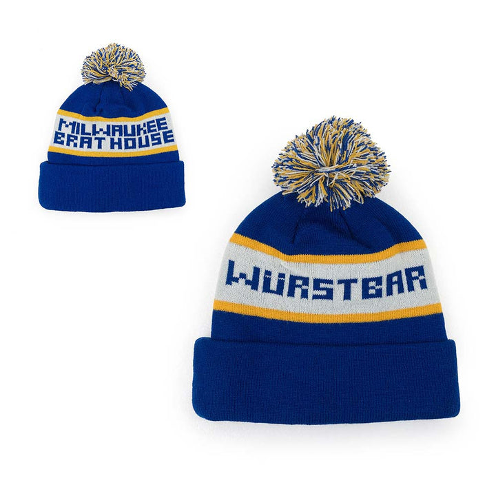 blue polyester Pom beanie