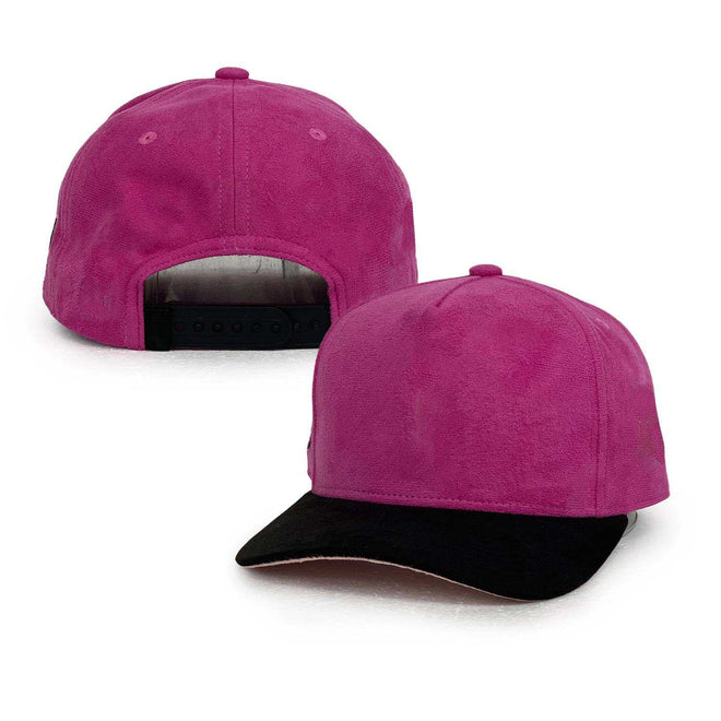 deep pink suede baseball caps