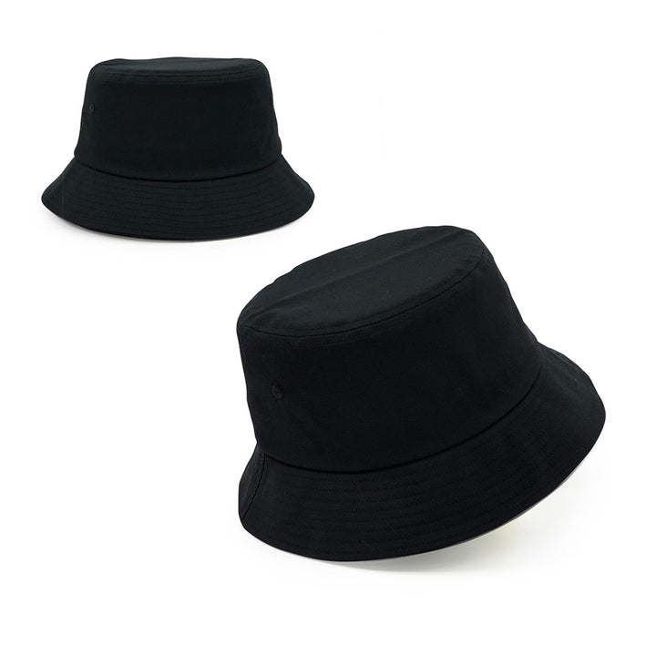 black cotton bucket hats