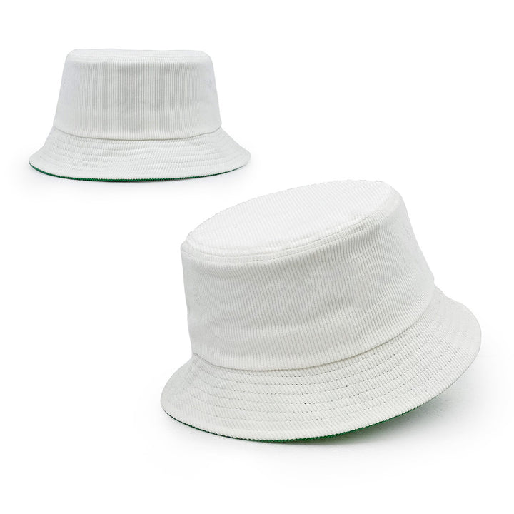 white corduroy bucket hats