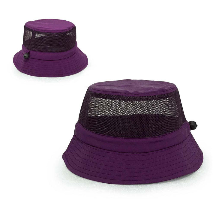 purple mesh nylon bucket hats