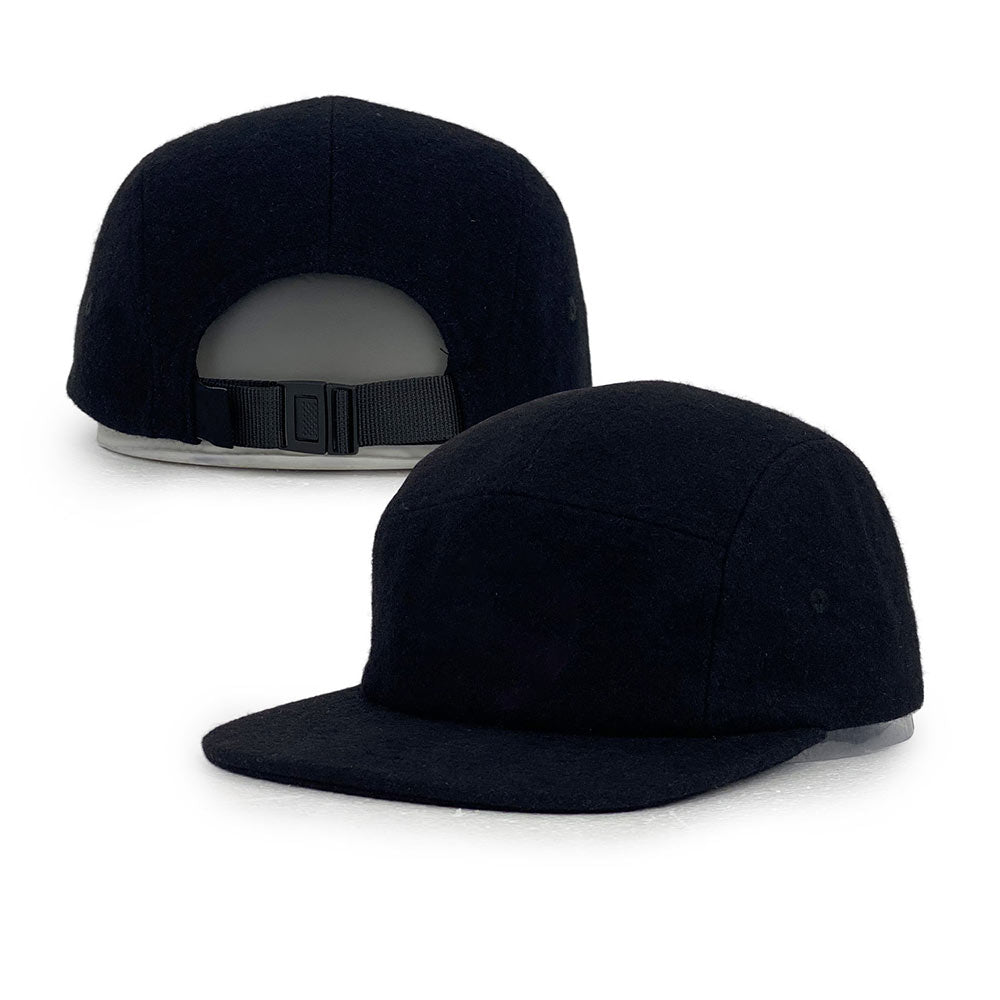 black Wool camp cap