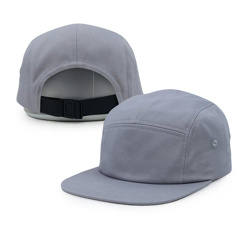 Gray Cotton camp cap with a black strap 