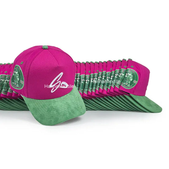 Suede Bill 5 Panel Hat,Dark Green Baseball Cap 2