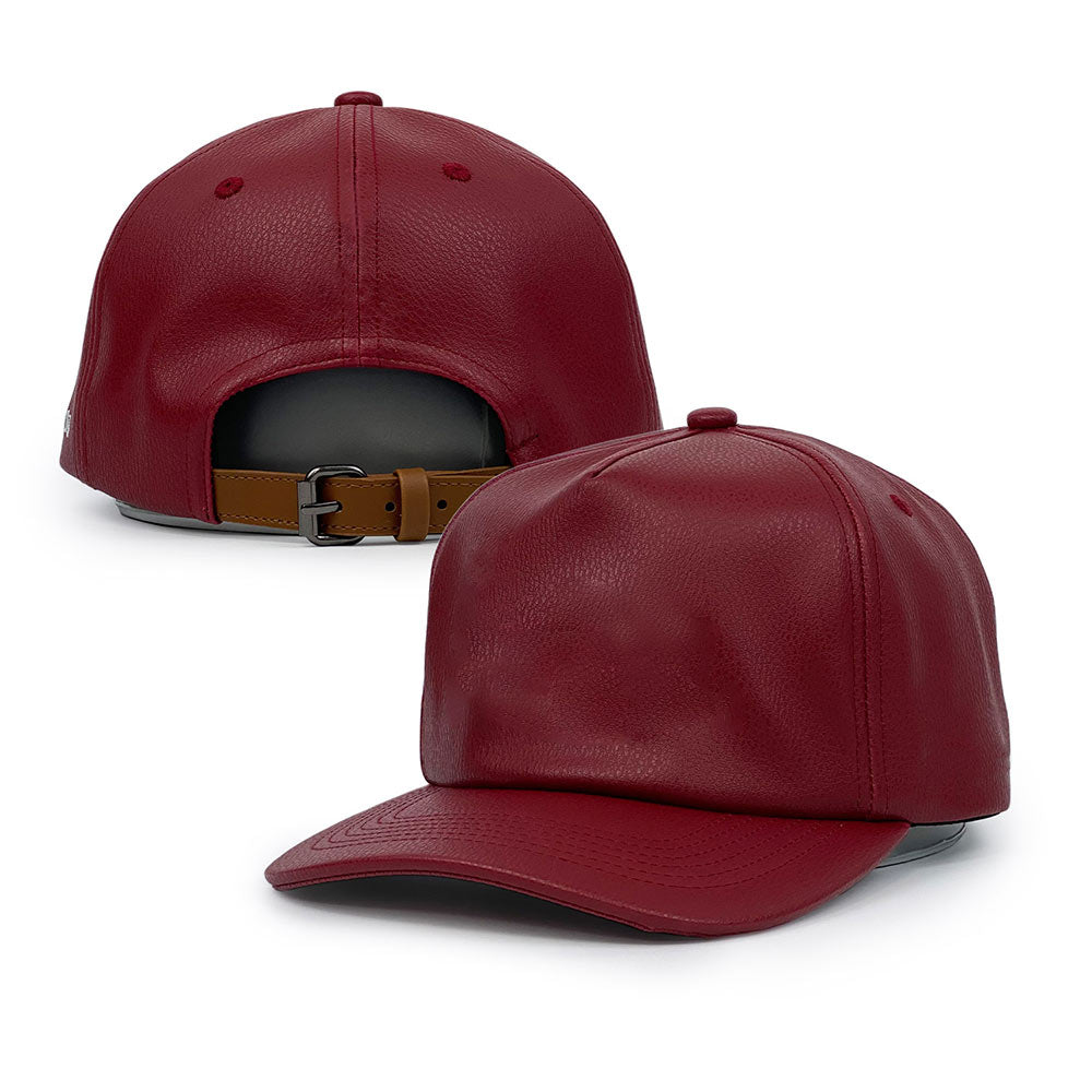 red Leather dad hats