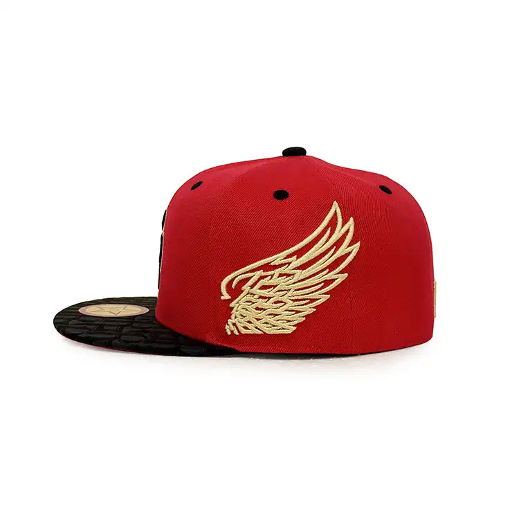 red polyester fitted hat-2