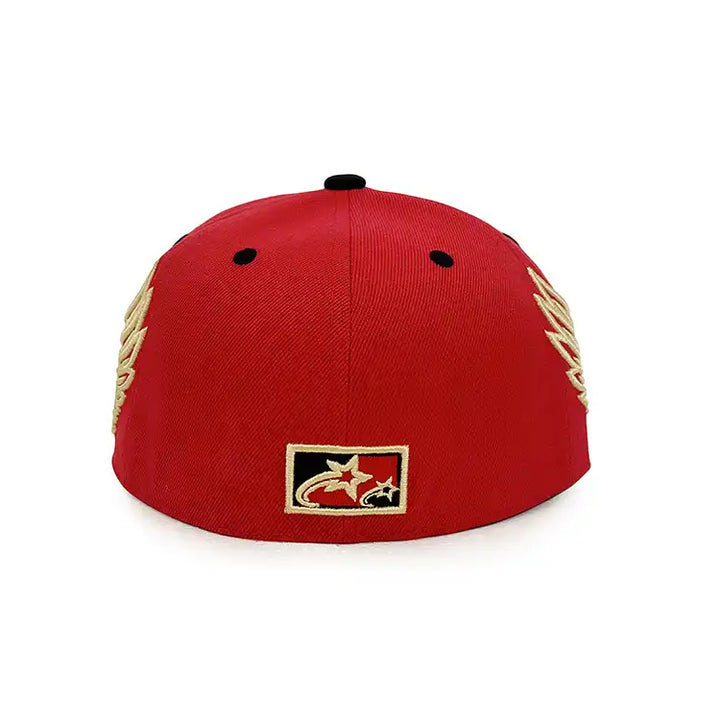 red polyester fitted hat-3