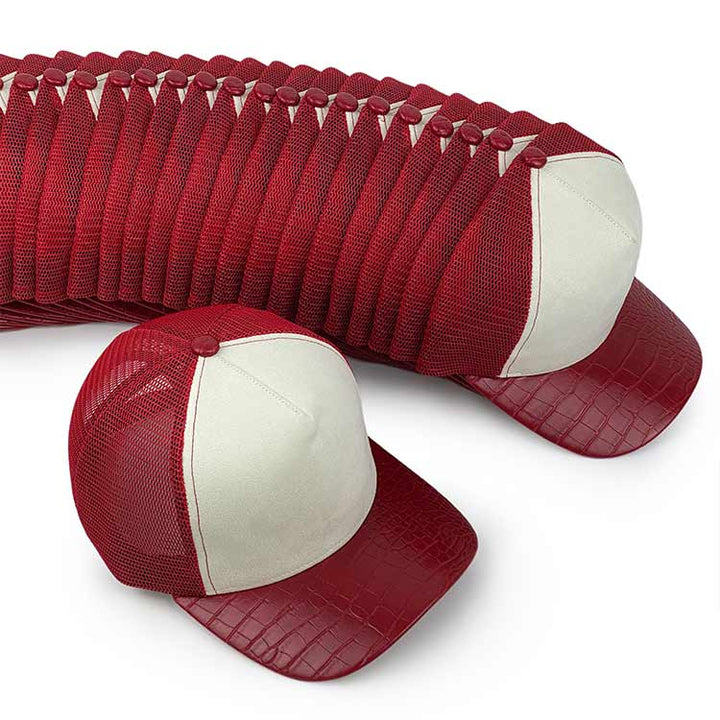 red leather suede trucker hat -bulk