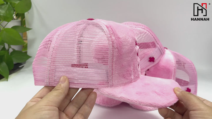 Faux rabbit fur trucker hat