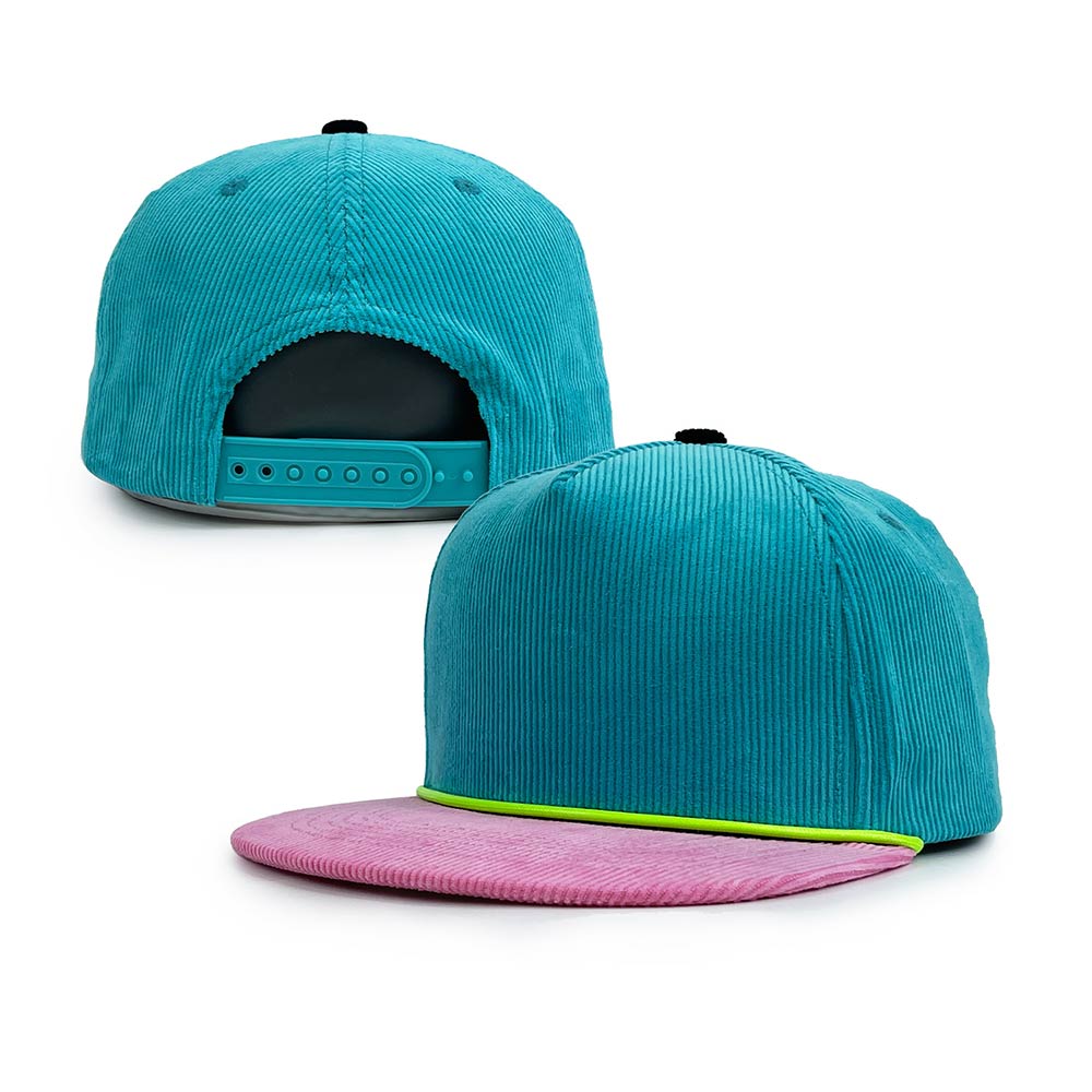 dark turquoise corduroy structured snapback hats