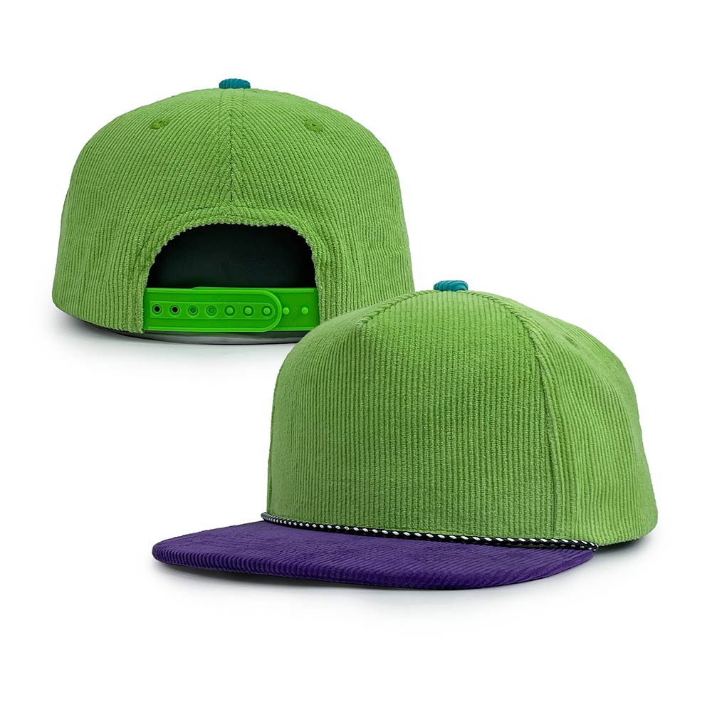 yellow green purple corduroy structured snapback hats