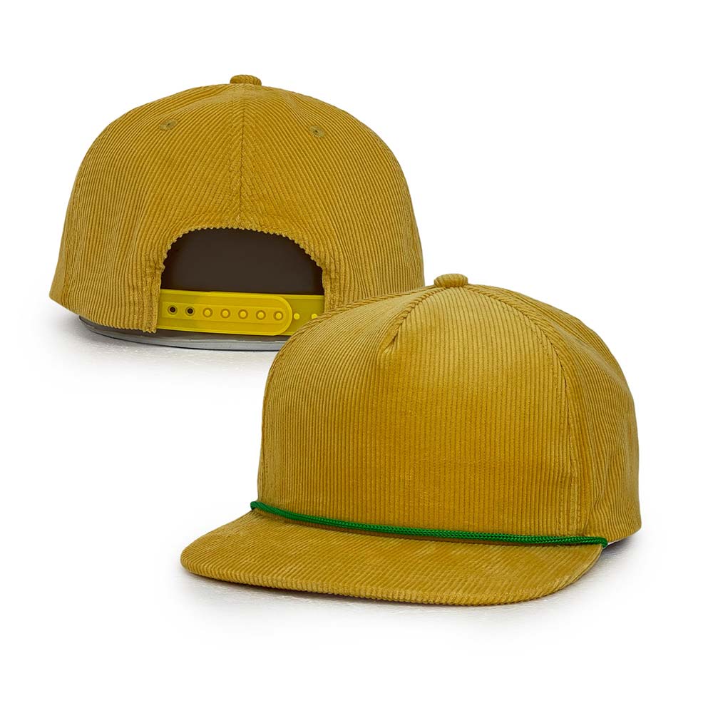 yellow 5 panel corduroy snapback hat