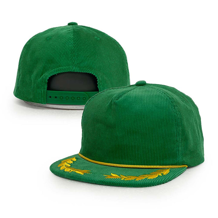 green 5 panel corduroy snapback hat
