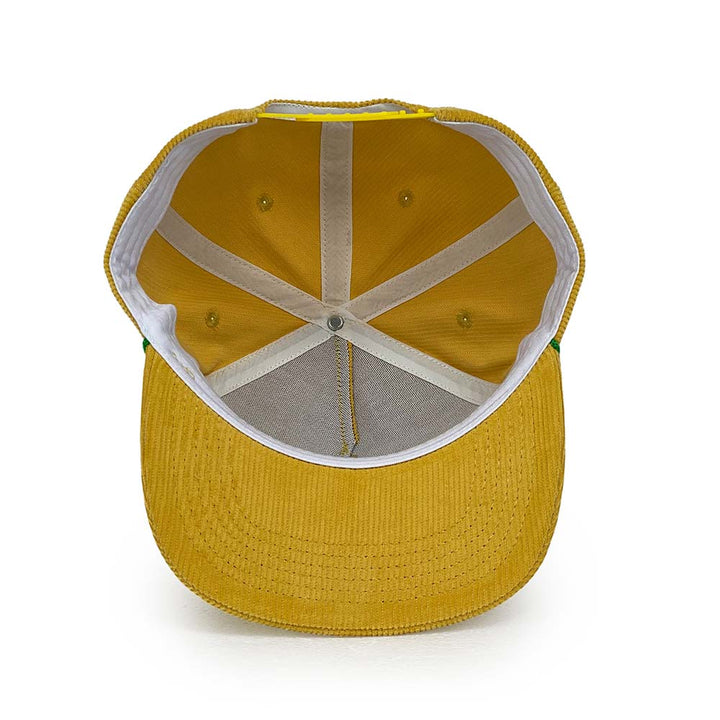 yellow 5 panel corduroy snapback hat inner