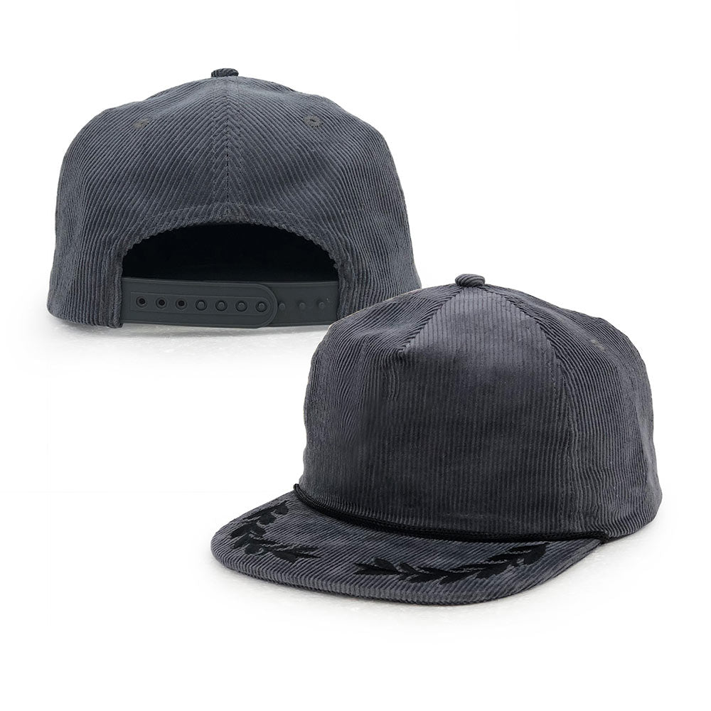 gray corduroy unstructured snapback cap