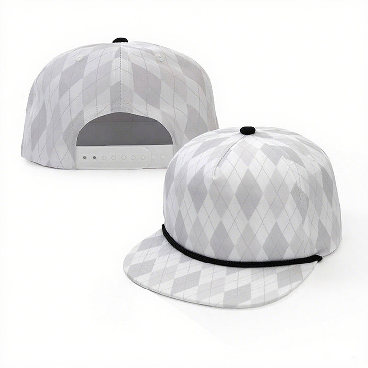 white nylon 5 panel snapback cap