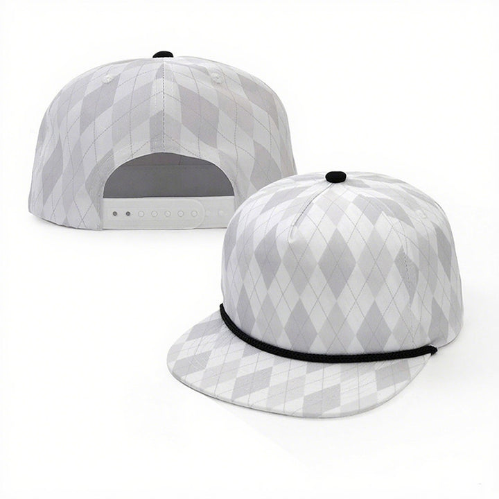white nylon 5 panel snapback cap