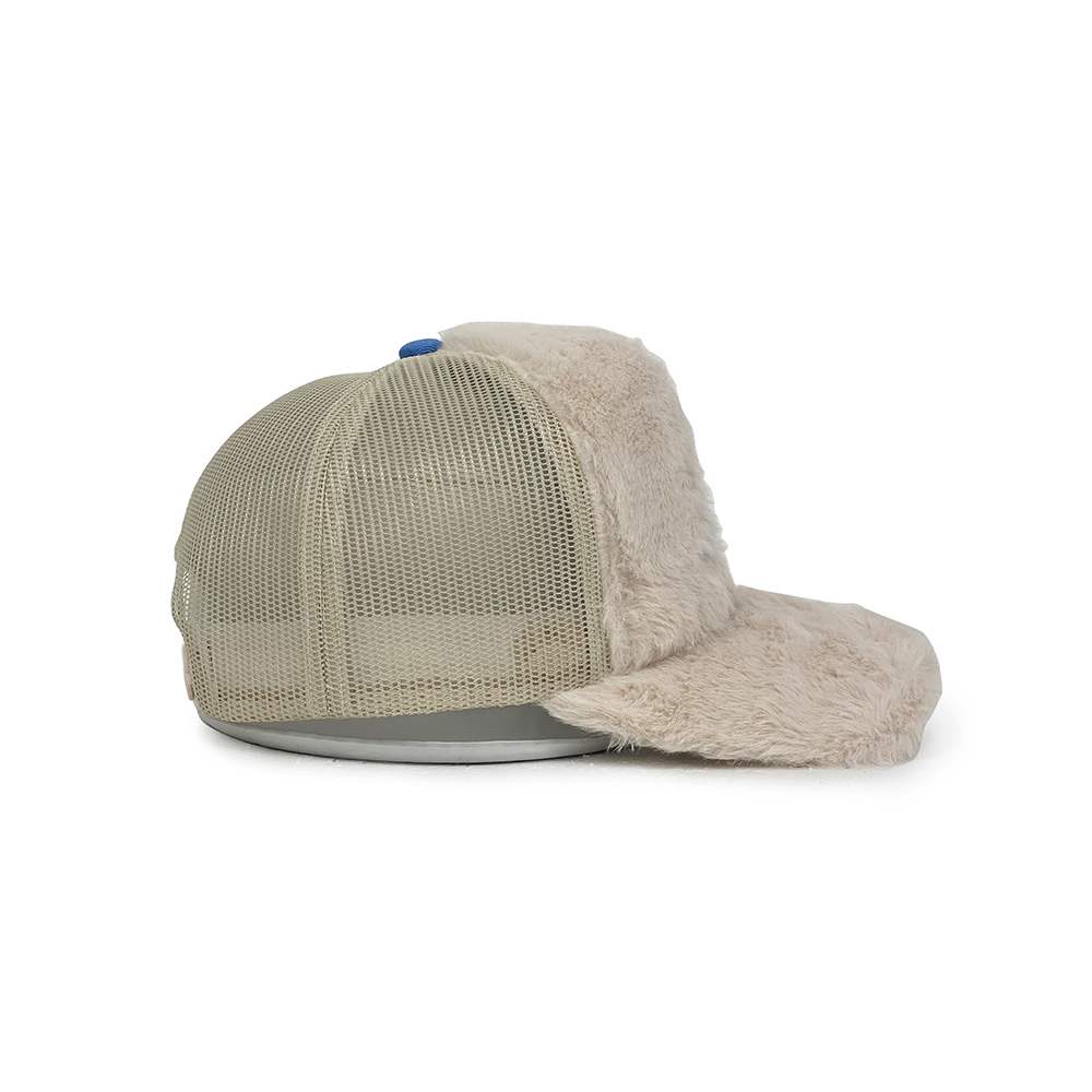 faux rabbit fur trucker hat right side