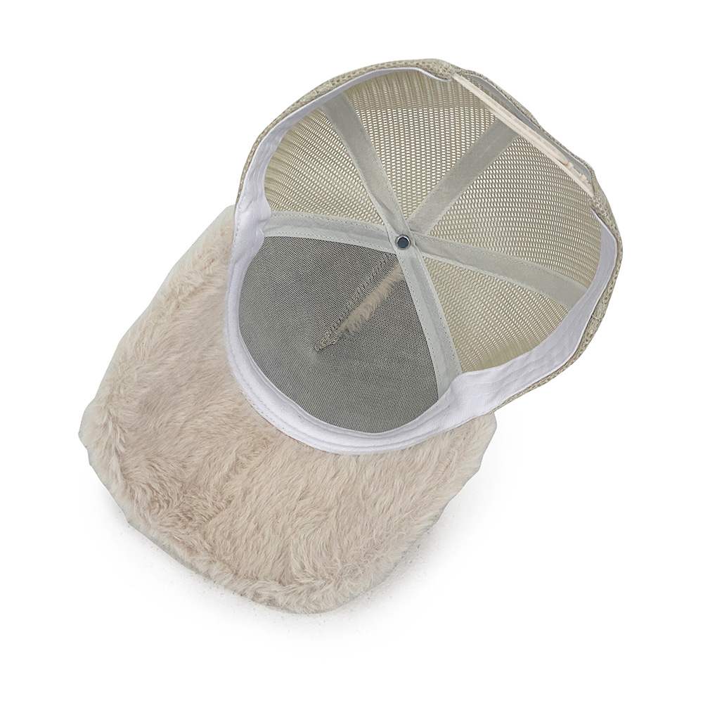 faux rabbit fur trucker hat inner
