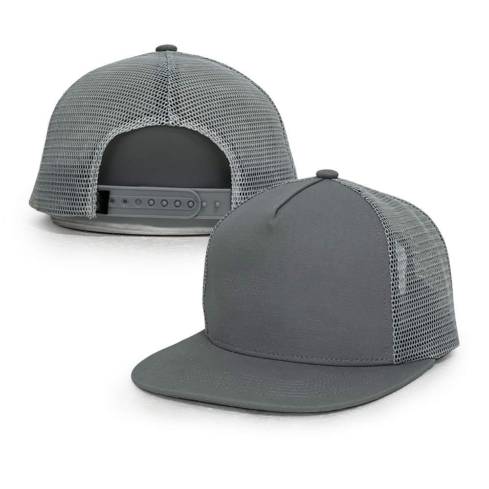 gray 5 panel cotton mesh trucker hats