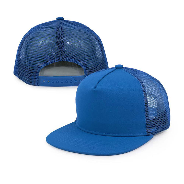 blue 5 panel cotton mesh trucker hats
