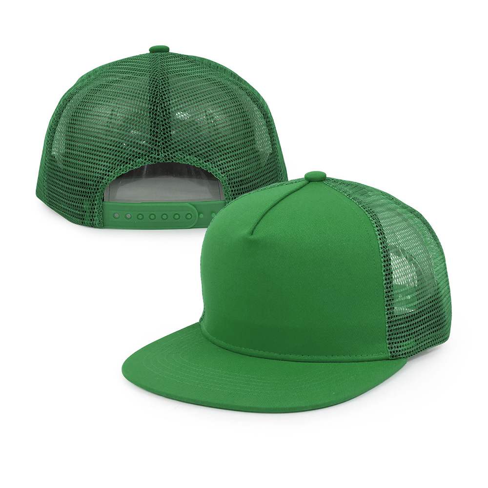 green 5 panel cotton mesh trucker hats