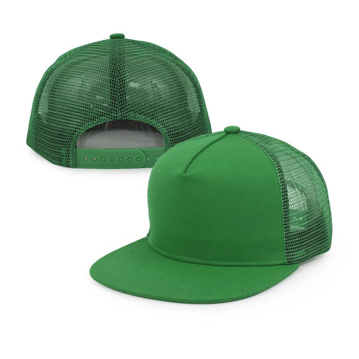 green 5 panel cotton mesh trucker hats