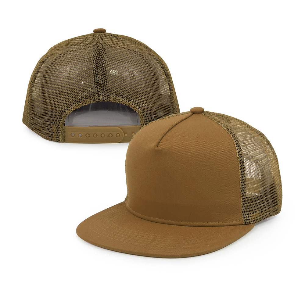 chocolate 5 panel cotton mesh trucker hats