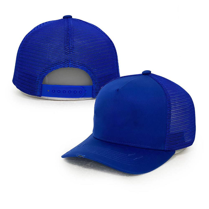 blue mesh cotton 5 panel trucker hats