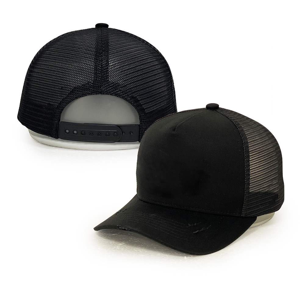 black mesh cotton 5 panel trucker hats