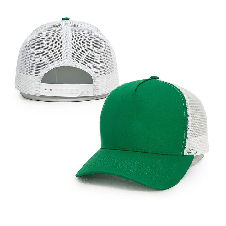 green white mesh cotton 5 panel trucker hats