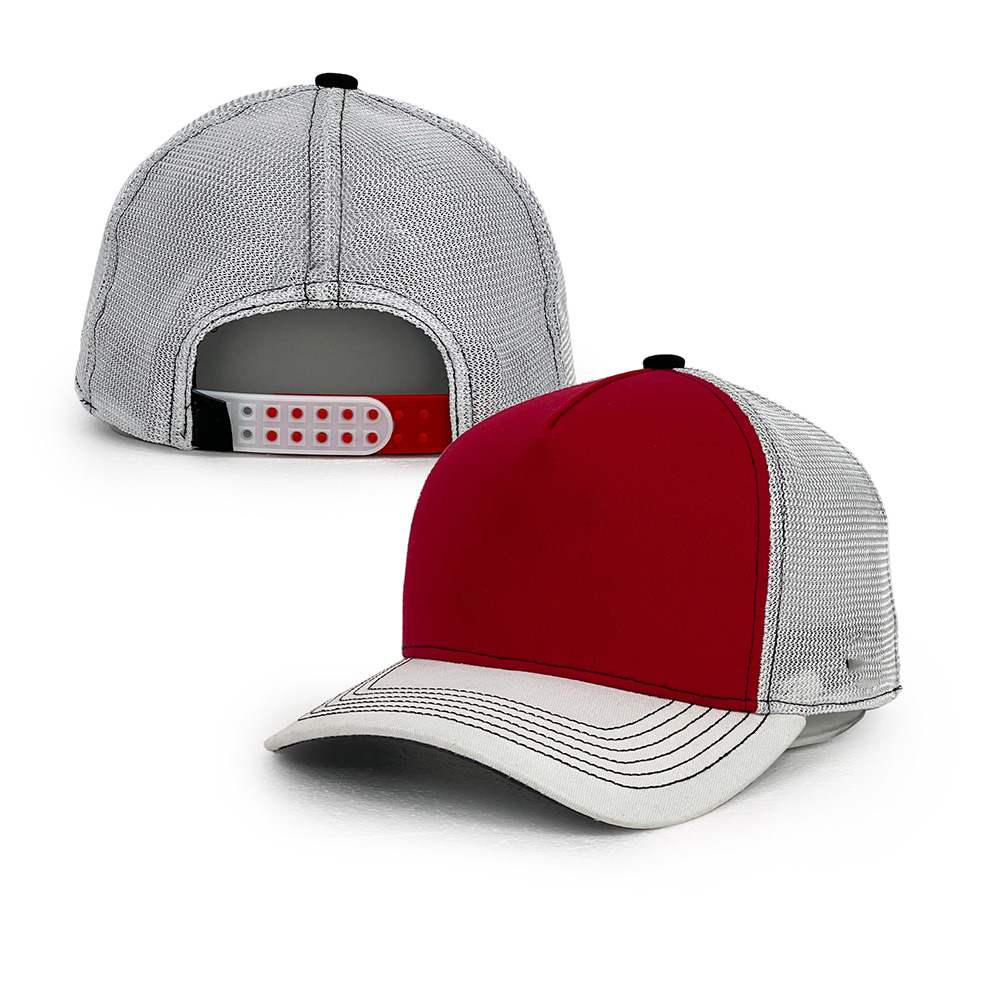 red mesh cotton 5 panel trucker hats