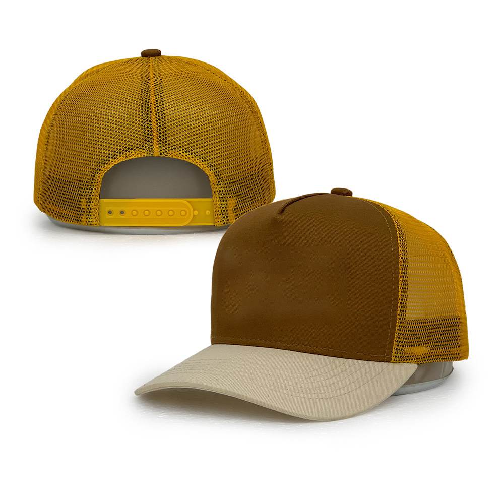 beige mesh cotton 5 panel trucker hats