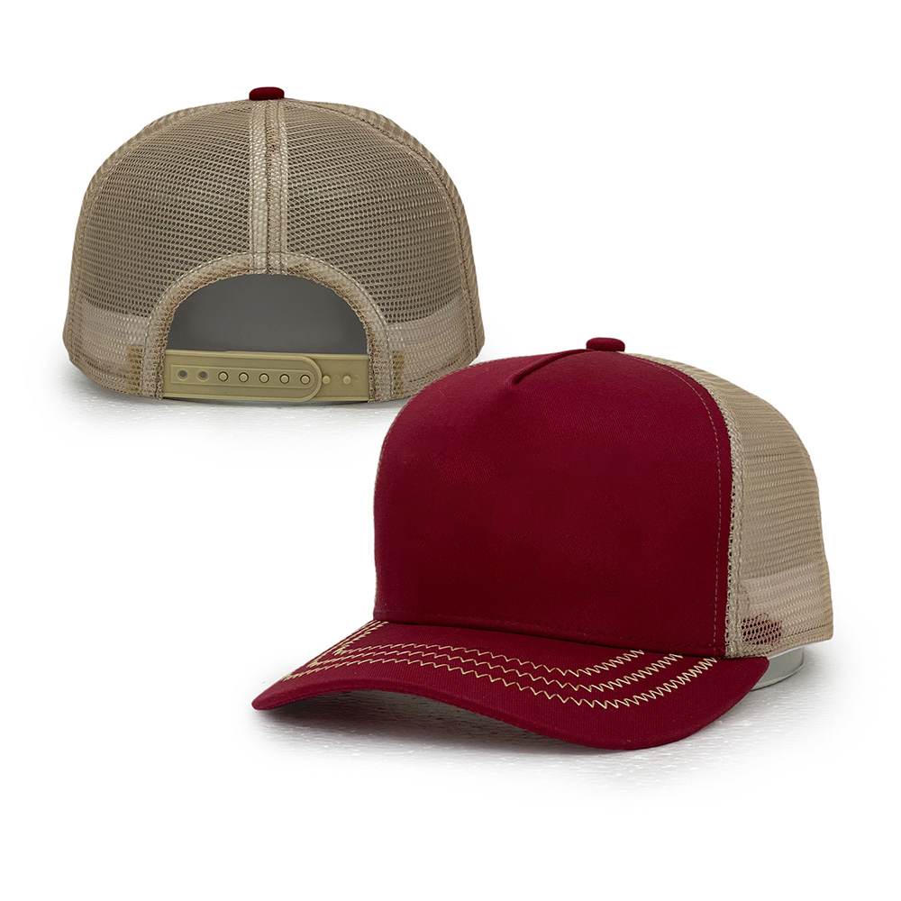 fire brick mesh cotton 5 panel trucker hats