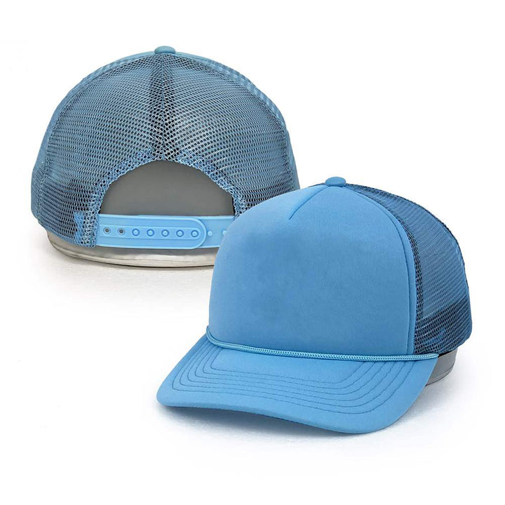 deep sky blue foam 5 panel trucker hats