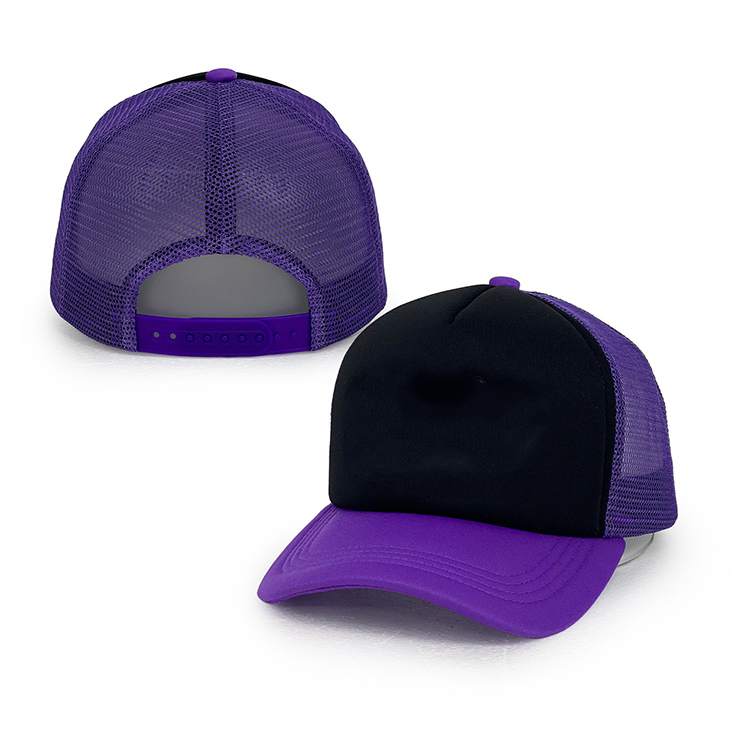 purple black foam 5 panel trucker hats