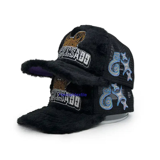Custom Faux Rabbit Fur Trucker Hat 3
