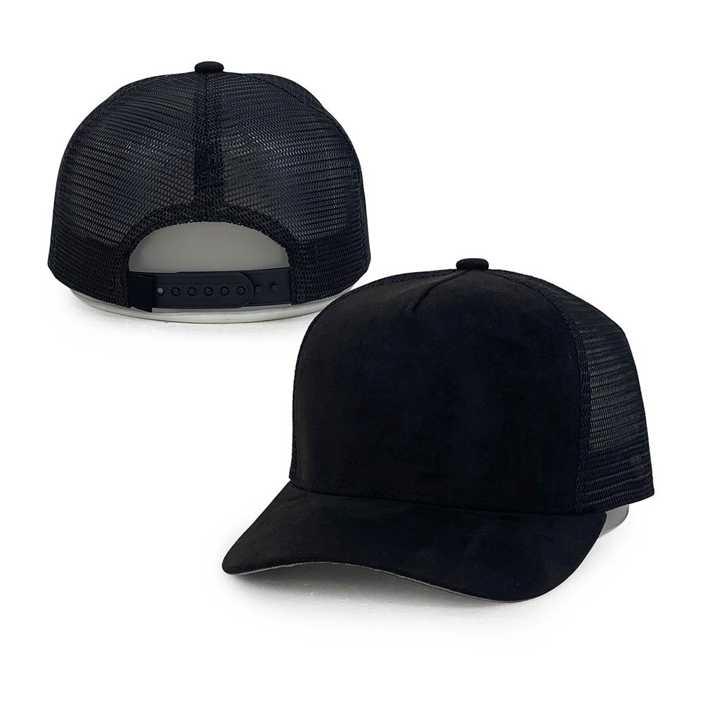 black suede mesh trucker hats